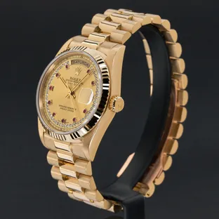 Rolex Day-Date 36 President, 18238, 36mm, 1989, Yellow gold, Champagne Ruby Diamond dial, Fullset - Image 6