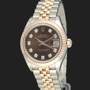 Rolex Lady-Datejust 28mm Everose/Steel Choco Diamond Dial 279171